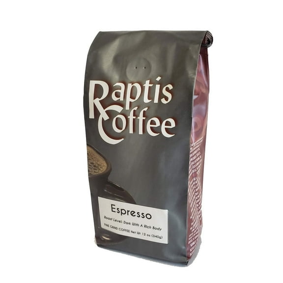 Raptis Coffee Roasters Espresso FINE Ground Coffee 12oz