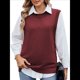 thumbnail image 3 of Suéteres de Punto para Mujer, Cuello Redondo, Lazo, Color Liso, Botones y Abertura Lateral, 2025 Vino Tinto L, 3 of 9