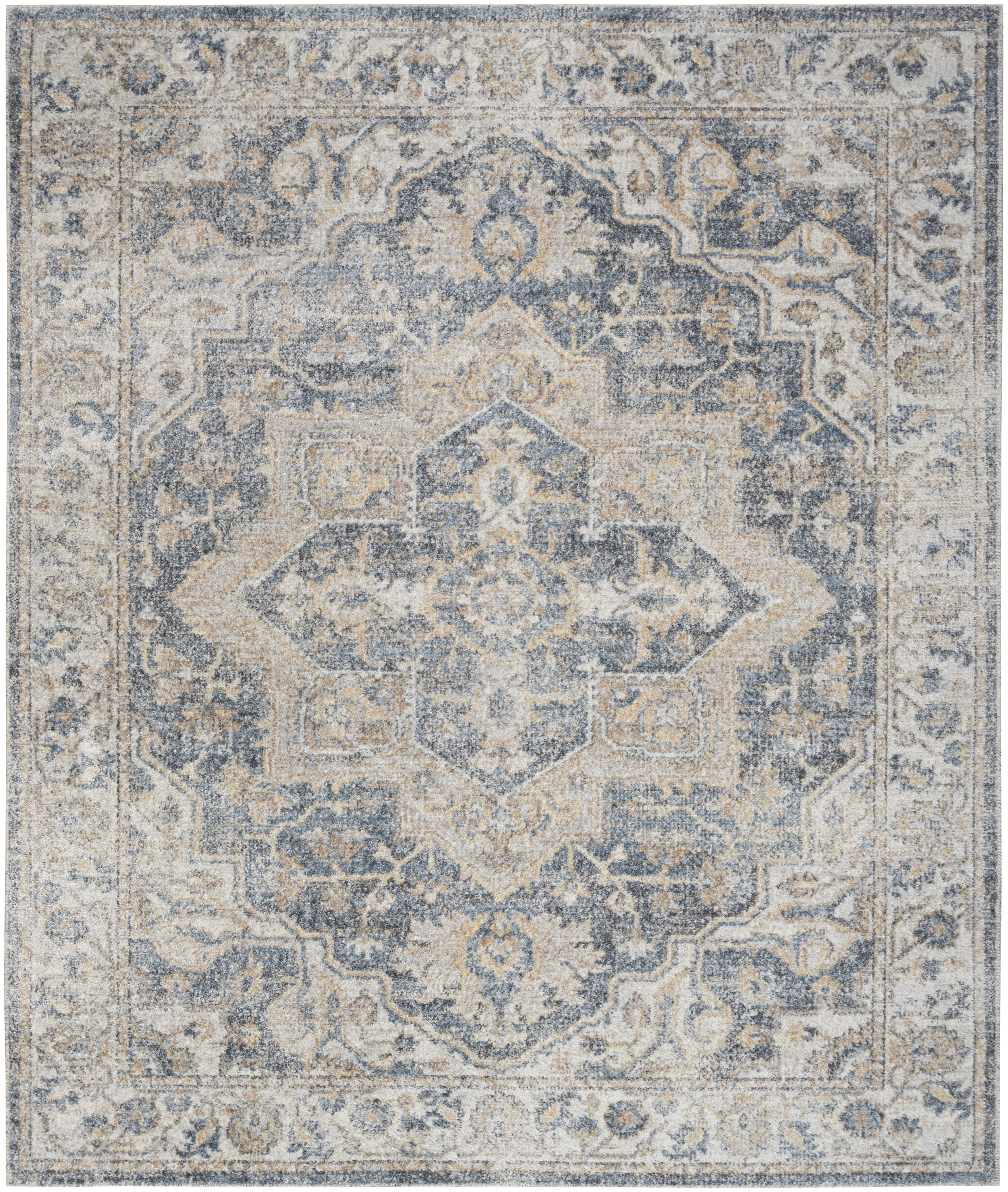 Nourison Astra Machine Washable Persian Grey/Blue 9' x 12' Area Rug (9x12)