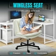 thumbnail image 3 of Criss Cross Chair with Wheels, Home Office Chair, Armless Cross Legged Wide  Desk Seat, Adjustable Swivel Rolling Ergonomic Computer Chair for Desk, Vanity, Bedroom - PU (Beige), 3 of 8