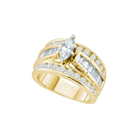 14k Gold Marquise Diamond Solitaire - 14kt Yellow Gold Womens Marquise Diamond Solitaire Bridal Wedding Engagement Ring 1.00 Cttw