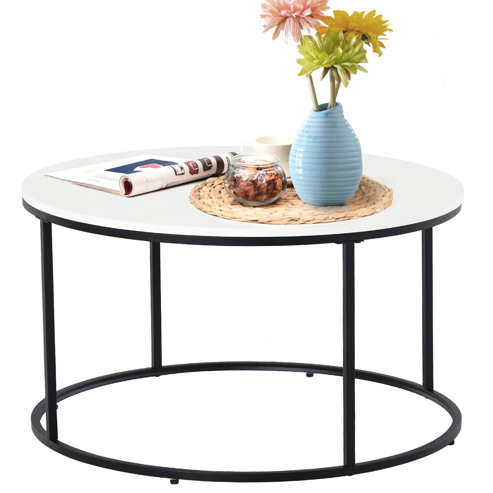 Metal Round Coffee Sofa Table Side with a Simply Chic Modern Design, Versatile Uses