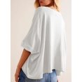 thumbnail image 3 of Women's Sleeve Crewneck T Shirts Loose Casual Summer Tops Comfy Basic Tees, 3 of 5