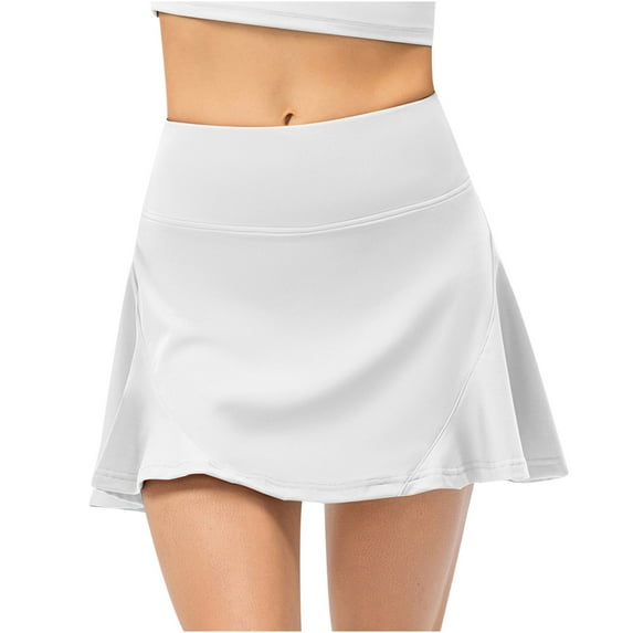 ShomPort Tennis Skirts for Women High Waist Summer Casual Short Skirts Athletic Workout Sport Mini Skirts for Gym (XX-Large, White)