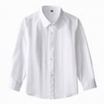 thumbnail image 3 of HCNTES Polo Shirts for Kids Boys Long Sleeve Polo Shirt Kids Casual Collared Shirts(White,5-6 Years), 3 of 6