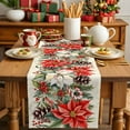 thumbnail image 4 of Red White Flowers Cotton Linen Table Runner Pine Cone Winter Snowflakes Christmas Vintage Letter Dining Table Runners for Home Decor Party Dining Room Restaurant Kitchen Party 13" x 48", 4 of 9