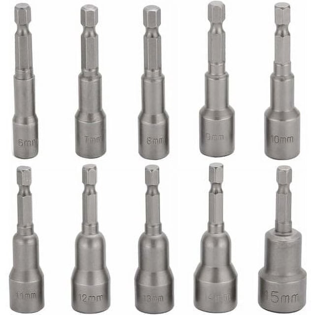 EcoNesxp 1/4 15mm Set Magnetic Hex Socket Set Magnetic Drill Bit Socket Hex Socket Set Inch For Quick Change Chuck 10 Piece Set Impact Driver Socket Bits