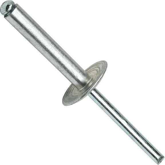 Fastenere Large Flange Pop Rivets - 3/16" x 3/4" (50 Pack) Aluminum Body Steel Mandrel, Heavy Duty Dome Head Blind Rivets, Open End 6-12 Gap .626" - .750" - Corrosion Resistant, High Shear Strength