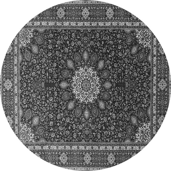 Ahgly Company Indoor Round Medallion Gray Traditional Area Rugs, 6' Round