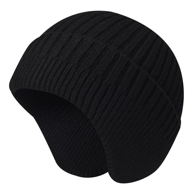 Gorro de punto para hombre, gorros de invierno con orejeras para mujer, gorros para hombre, gorro de calavera cálido, holgado con calentador de orejas, talla única