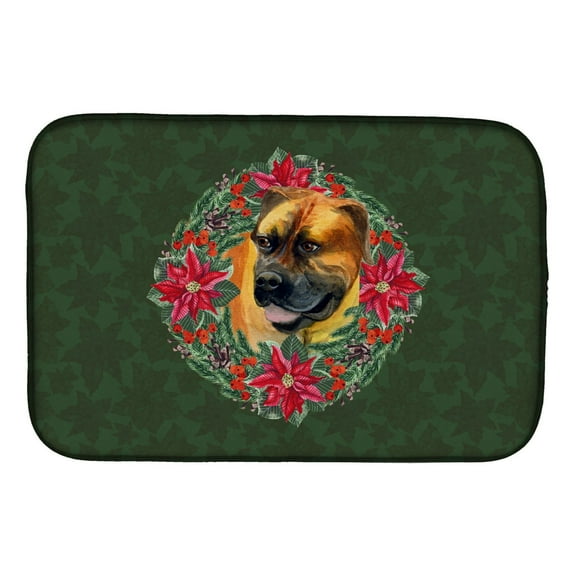 Caroline's Treasures Boerboel Mastiff Poinsetta Wreath Dish Drying Mat