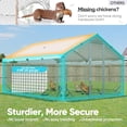 thumbnail image 5 of Quictent Large Metal Chicken Coop Run W/Roosting Perch for 20+ Poultry with Heavy Duty Wire Mesh and Waterproof Roof Cover, Outdoor Walk-in Cage Peak Hen House for Yard Farm, 12x9x6.6FT, 5 of 9
