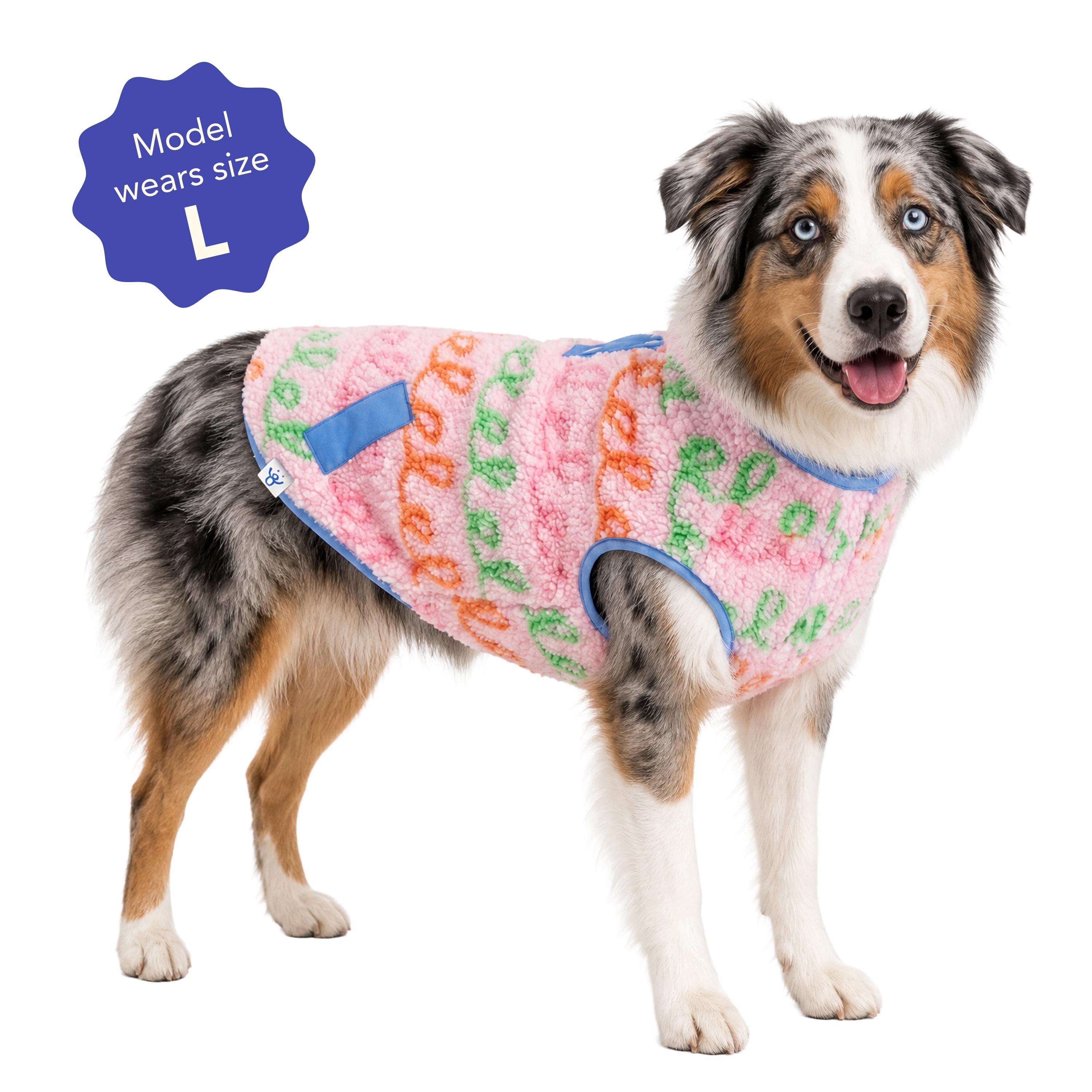 Oodles Curly Stripes Sherpa Fall Dog Jacket, Pink, Large