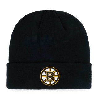 Men's Mitchell & Ness Black Boston Bruins Gold Leaf Trucker Snapback Hat