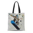 thumbnail image 1 of NUDECOR Sac en Toile Réutilisable Sac de Courses Bleu Planche à Neige Snowboarder Graphique Sport d'Hiver, 1 of 1