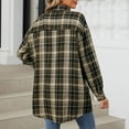thumbnail image 6 of Womens Button Down Shirts Dressy Casual Plaid Print Long Sleeve Lapel Collar Tops Trendy Relaxed Fit Business Work Blouses with Pocket, 6 of 9
