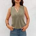 thumbnail image 4 of Puntoco Short Tops Blouses for women Clearance Women's Casual Short Sleeve Solid Ladies Round Neck Top Blouse Khaki M(M), 4 of 8