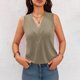 thumbnail image 5 of Sudadera para mujer,Camiseta plisada con cuello en V para mujer, top informal sin mangas, poliéster suave, largo regular, ideal para todas las estaciones, sopatenor, 5 of 9