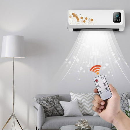 

RITIER Mini Wall Mounted Air Conditioner Heater Fan 2 In 1 Portable Smart Air Fan Room Cold Warm Wall Mounted Air Conditioner Remote Control Wall Mounted Air Heater Combo for Home Apartment Office