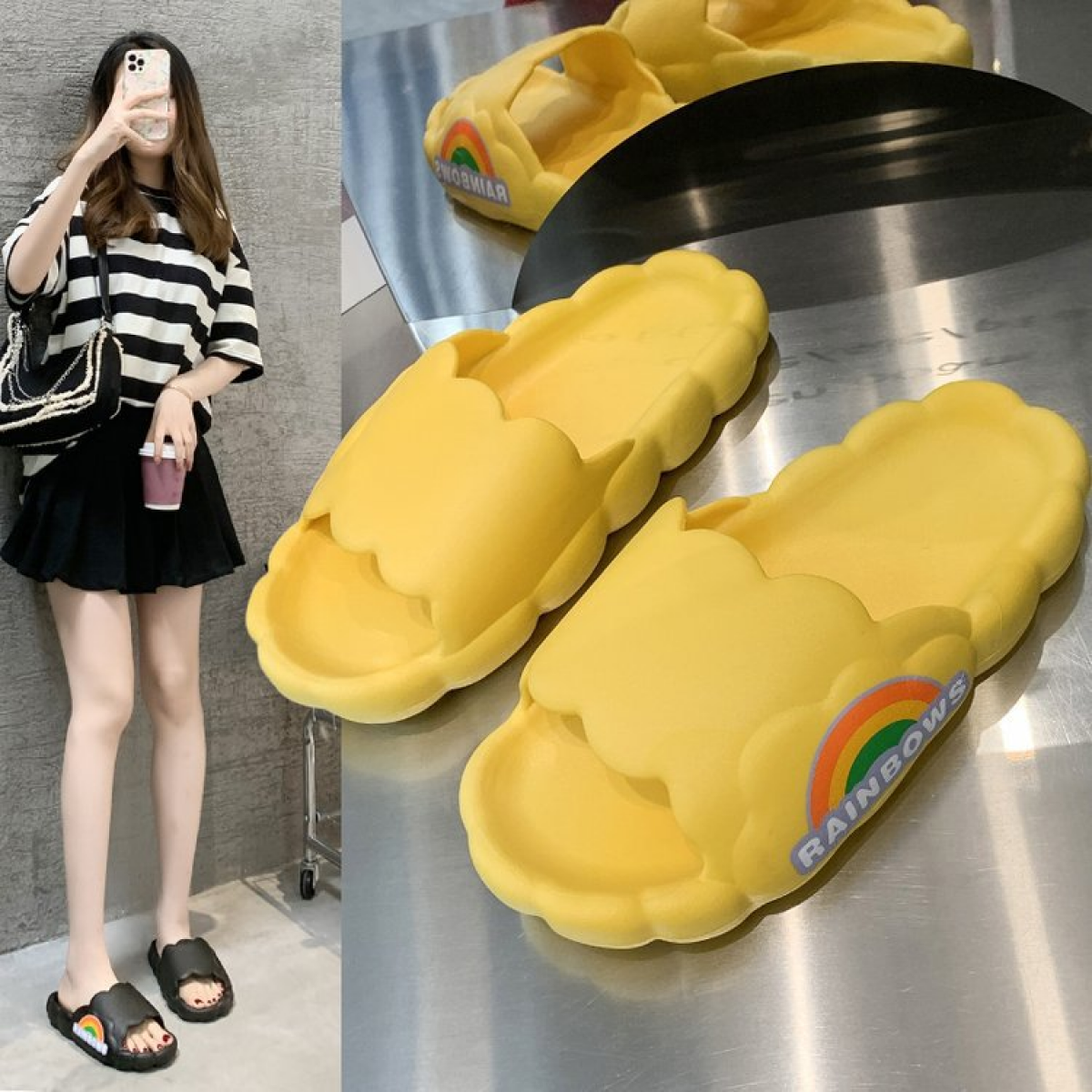 Gai Cute Cloud Slippers for Men and Women, Fun Bubble Slippers Sandals  Non-Slip Spa Gym Slippers Super Soft Waterproof Platform Home Shower  Slippers - Walmart.com