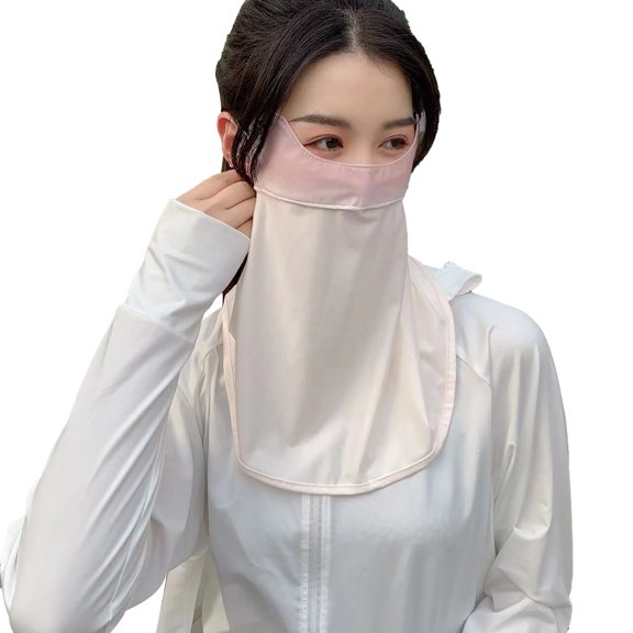 Face Neck Flap Cover Ice Floss UV Sun Protection Breathable Face Neck Veil for Summer Cameo Brown