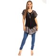 thumbnail image 5 of Sakkas Cora Relaxed Fit Batik Design Embroidery Cap Sleeves Blouse / Top - Black / Grey - Plus Size, 5 of 5