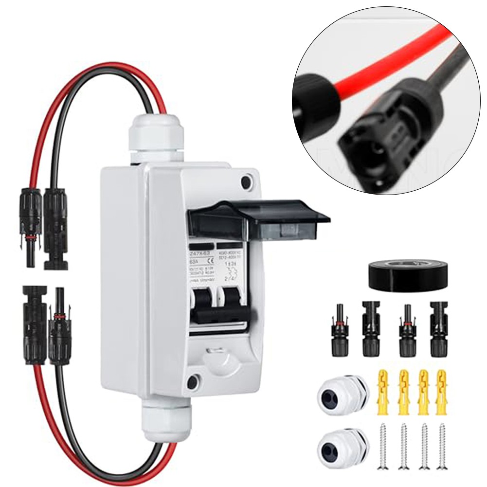 Solar Panels Disconnect Switch DC 400V 2 Poles Outdoor Circuit Breaker Box IP65