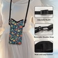 thumbnail image 5 of ZIATUBLES Universal Neoprene Cell Phone Pouch Mobile Protection Case Bag with Large Top Opening Hook and Loop Fastener Cellphone Crossbody Purse, 4 X 8 Inch, Doodle Bird Flower Leaf, 5 of 7