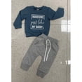 thumbnail image 4 of YMNXA Kids Boys Outfits Long Sleeve Round Neck Letter Print Top And Joggers Comfortable Fashion Sets For Casual Daily Wear,Blue,2-3 Months, 4 of 5