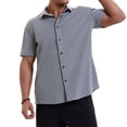 thumbnail image 6 of BLCHUNen Button Down Shirts for Men Short Sleeve Turn Down Summer Casual Tops Beach Vacation Plain Tee Shirts, 6 of 8