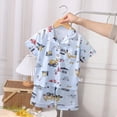 thumbnail image 2 of KPOPLK Toddler Girls Pajamas 1-12Years Kids Girl Pajama Fall Winter Button Down Short Sleeve Kids Clothes Snug Fit Pjs Set 2 Piece Size 9-10 Years,Blue, 2 of 5