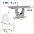 thumbnail image 4 of StnTal Modern Dining Table Set for 4, Faux Marble Dining Room Table Set with 4 White PU Leather Cantilever Dining Chairs, Rectangular Kitchen Table with MDF Marble Top and Gold Metal Base, 4 of 11