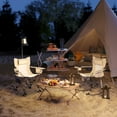 thumbnail image 2 of Outsunny 2 Pack Folding Rocking Camping Chairs, Cream White 600D Oxford Fabric Chairs with Headrest, Cooler Bag & Cup Holder, Portable Seats for Patio, Hiking, Picnic & Outdoors, 2 of 11