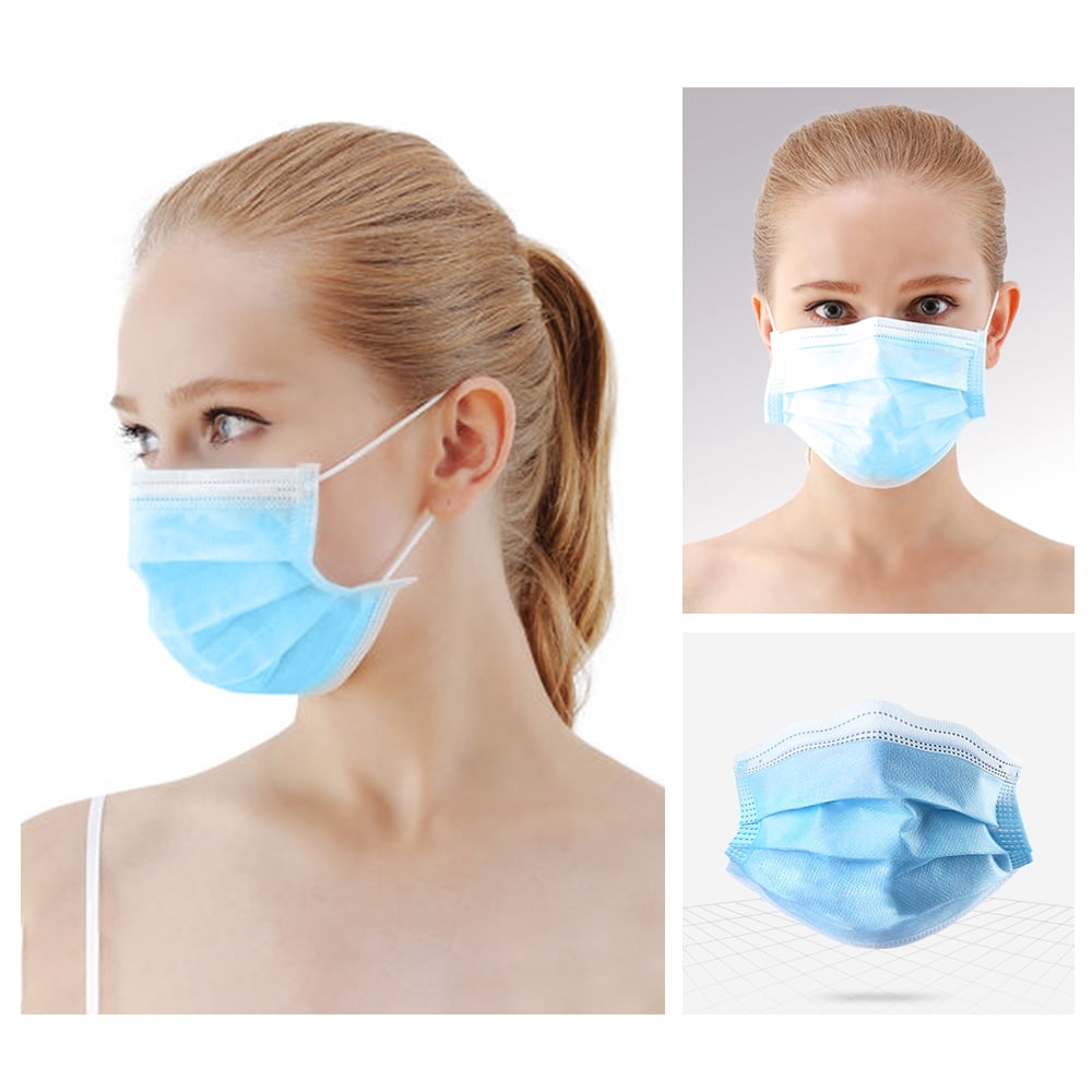 Mask 50pcs Disposable 3Layer Mask Nonwoven Fiber Fabric Breathable