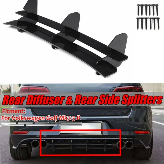 For Volkswagen Golf Mk7.5 R Rear Diffuser & Rear Side Splitters Balck