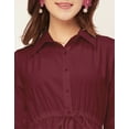 thumbnail image 5 of Moomaya Classic Solid Cotton Long Sleeve A-Line Dress - Shirt Collar, Work Dress, 5 of 9
