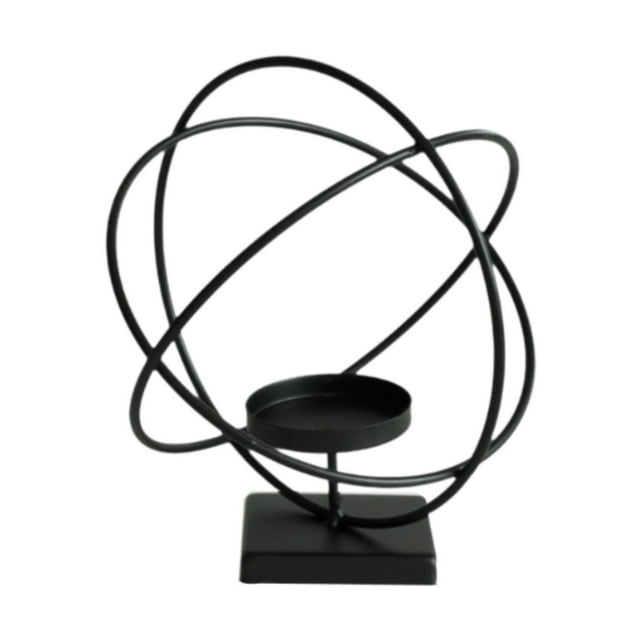 Portavelas, portavelas para velas de té, portavelas de hierro para velas de té, portavelas para bodas, vacaciones, decoración de fiestas en el hogar Redondo negro
