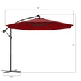 thumbnail image 3 of Costway 10' Hanging Solar LED Umbrella Patio Sun Shade Offset Market W/ Base Burgundy, 3 of 9