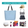 thumbnail image 6 of ZICANCN Blue Pattern Plaid Tote Bag, Grocery Bags Reusable Shopping Bags with Handles Durable Foldable Washable for Women Men, 6 of 8