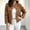 Brown, variant on Women's Military Style Denim Jacket Stand Collar Double Breasted Epaulets Cropped Casual Outerwear,Long Sleeve Button Down Utility Jacket for Street Style Concerts Weekend Parties