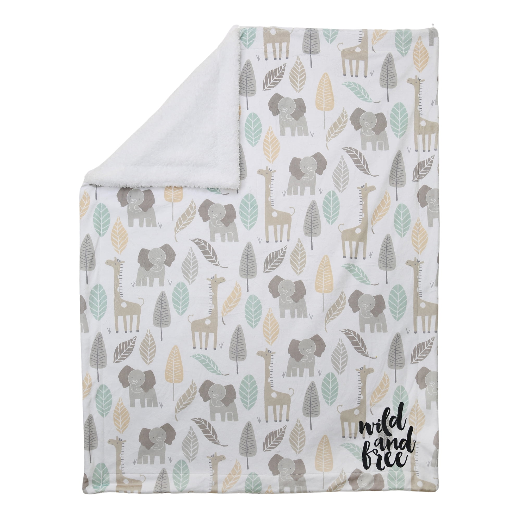 Lambs & Ivy Jungle Friends Elephant/Giraffe Safari Soft Fleece Baby Blanket