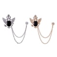 thumbnail image 6 of hengtong 6xMen's Crown with Wing Black Stone & Sunshine Hanging Chain Brooch Pin, 6 of 9