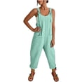 thumbnail image 6 of UDAUDU Womens Rompers Casual Dressy Jumpsuits Loose Fit Sleeveless Baggy Harem Pants Romper Jumpers Summer Outfits Mint Green L, 6 of 6