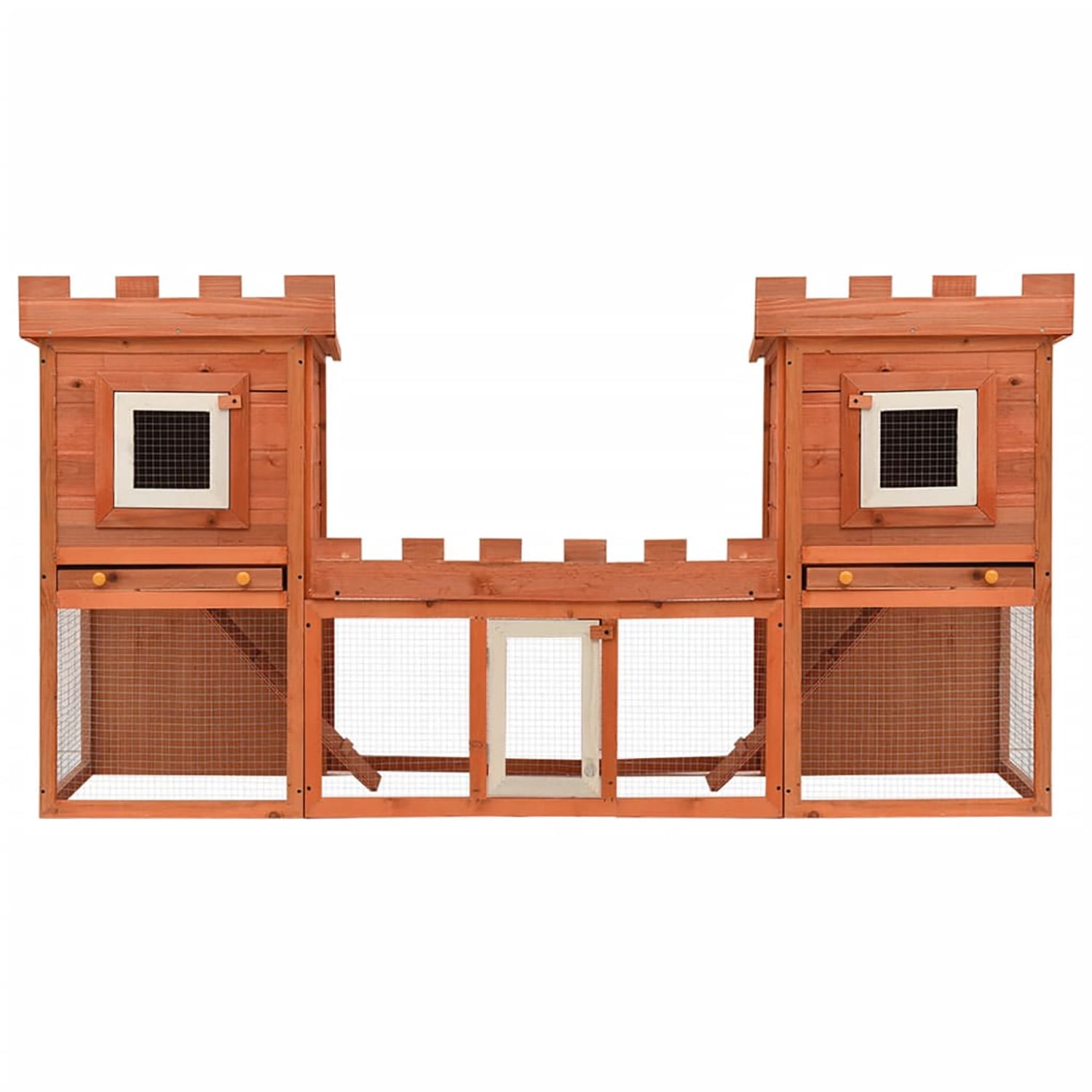 Pefilos 75" Outdoor Large Rabbit Hutches with Ramp Wooden Bunny House Pet Cage Double House, Orange Pefilos 75" Outdoor Large Rabbit Hutches with Ramp Wooden Bunny House Pet Cage Double House, Orange