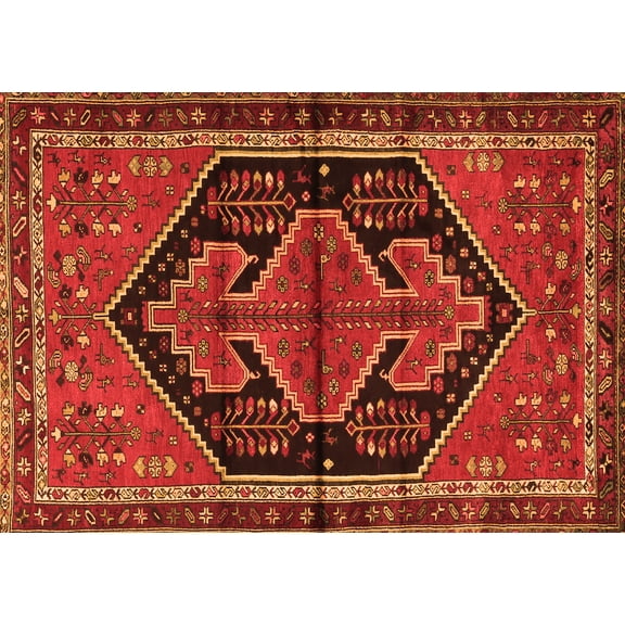Ahgly Company Indoor Rectangle Persian Orange Traditional Area Rugs, 5' x 7'