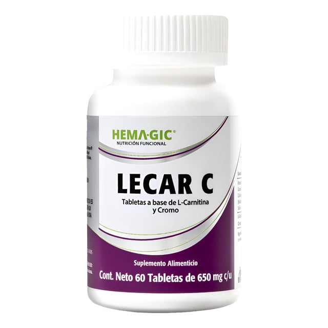 HEMAGIC LECAR C L-Carnitina y Cromo - 60 Tabletas de 650 mg - Suplementos Alimenticios - Fórmula con Celulosa Microcristalina y Polinicotinato de Cromo - 250 mg y 200 mcg c/u