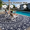 thumbnail image 3 of VUNATE Outdoor Rug 8'x10' Patio Rug Waterproof Woven Plastic Indoor Outdoor Mat for Picnic RV Porch Camping Reversible Lightweight Boho Outside Rug Blue and Gray, 3 of 7
