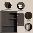 thumbnail image 5 of YANG2 Over The Toilet Storage Cabinet with Adjustable Shelf and Double Doors, Bathroom Space Saver Organizer Above Toilet with Open Shelf, Taller Wooden Free Standing Toilet Rack -Espresso, 5 of 10