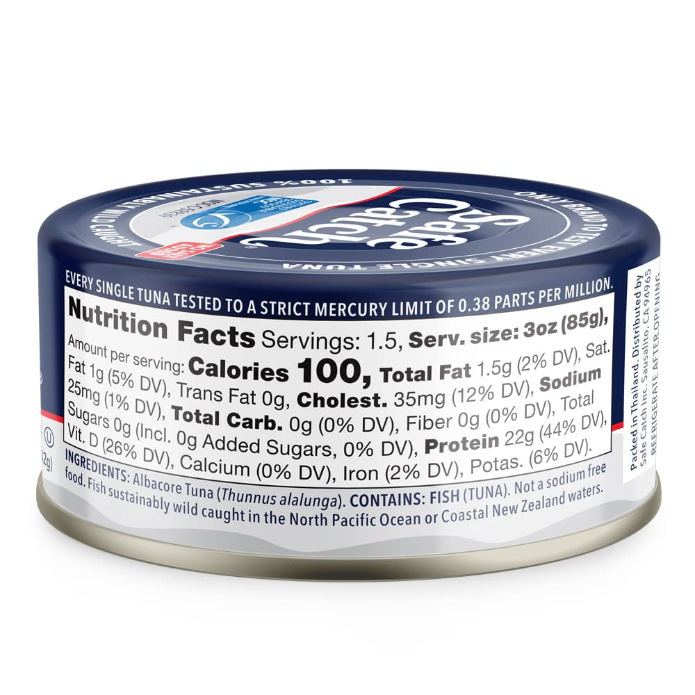 Safe Catch Wild Albacore Tuna, No Salt Added, 5oz, Pack of 12
