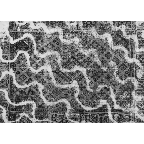 Ahgly Company Indoor Rectangle Abstract Gray Modern Area Rugs, 7' x 9'